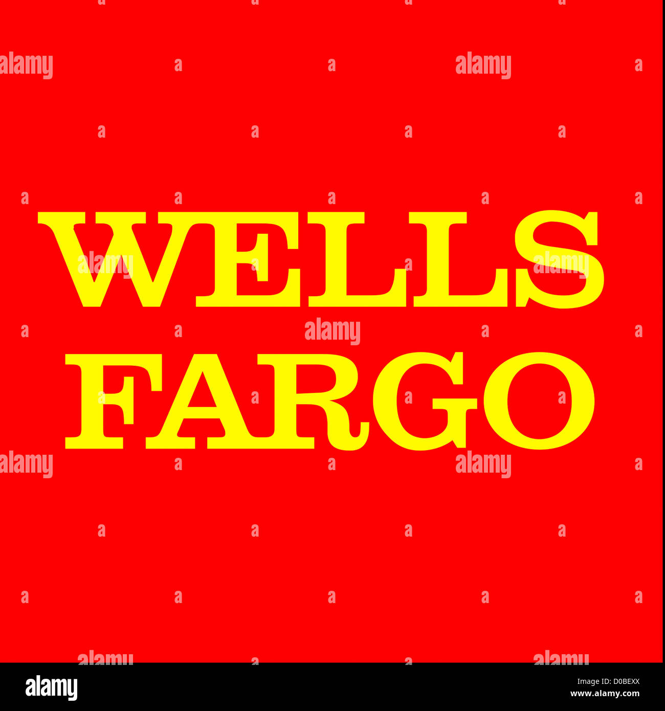 Logo of the American financial service provider Wells Fargo based in the Californian San Francisco. Stock Photo