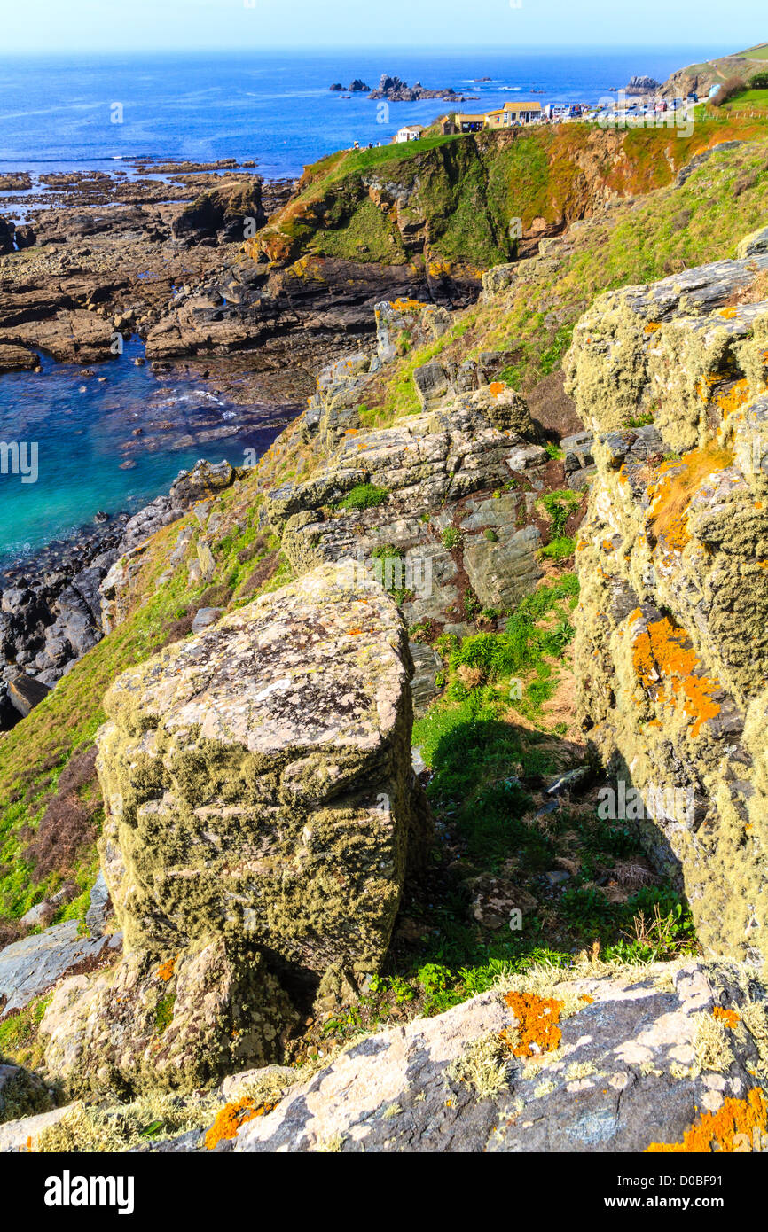 Lizard Point is the southernmost point of the United Kingdom mainland. Stock Photo