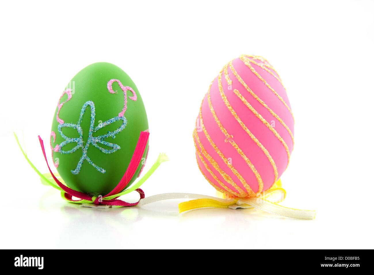 Two colorful easter eggs isolated on white background Stock Photo - Alamy