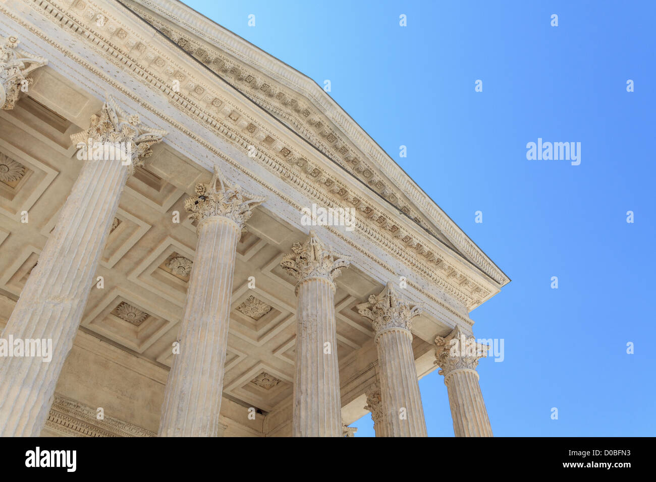 Roman temple Maison Carree in city of Nimes in southern France Stock Photo