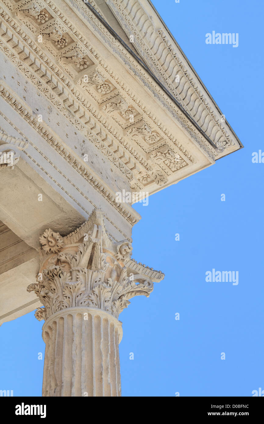 Roman temple Maison Carree in city of Nimes in southern France Stock Photo