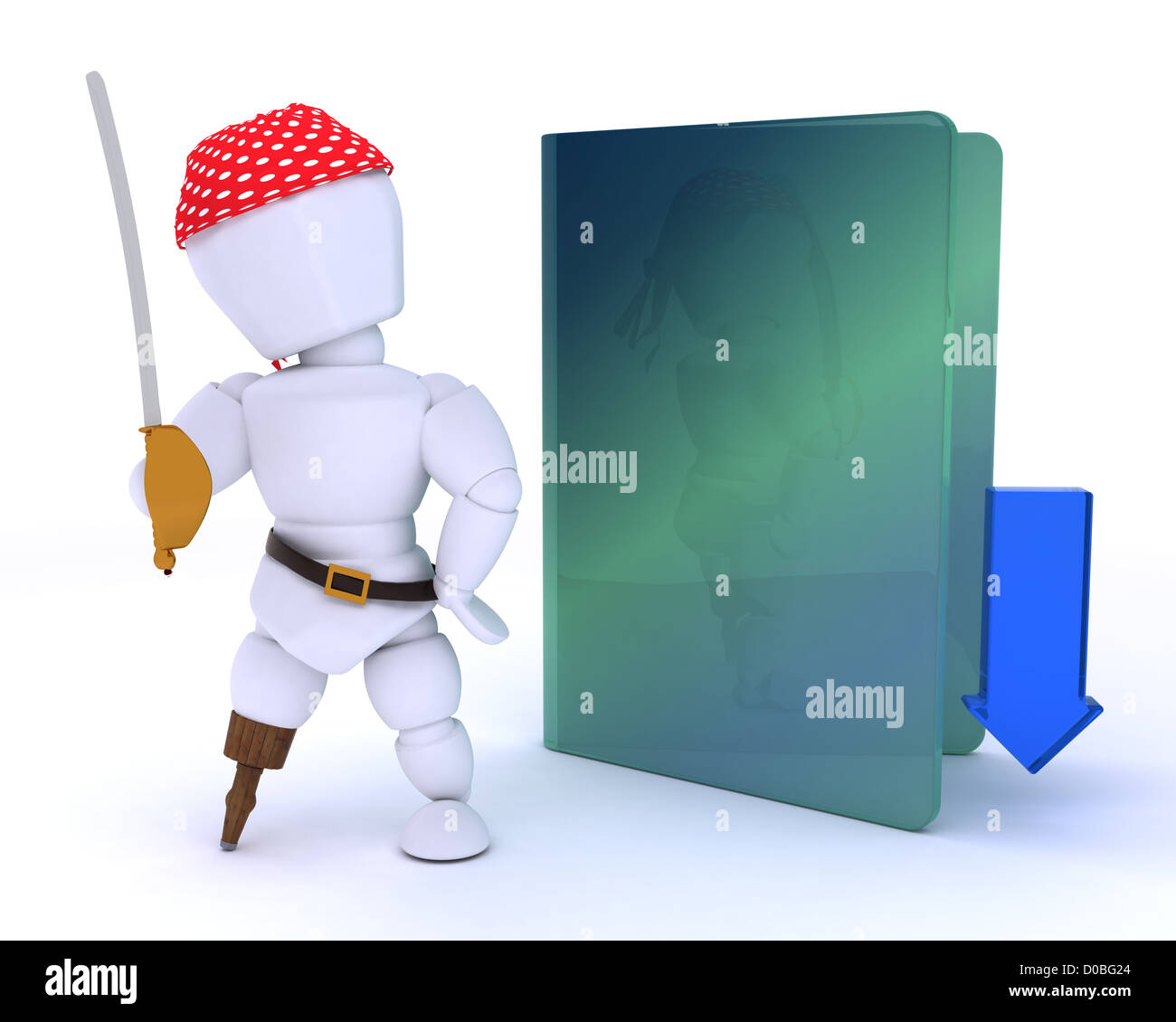 3D render of a pirate depicting illegal downloads Stock Photo