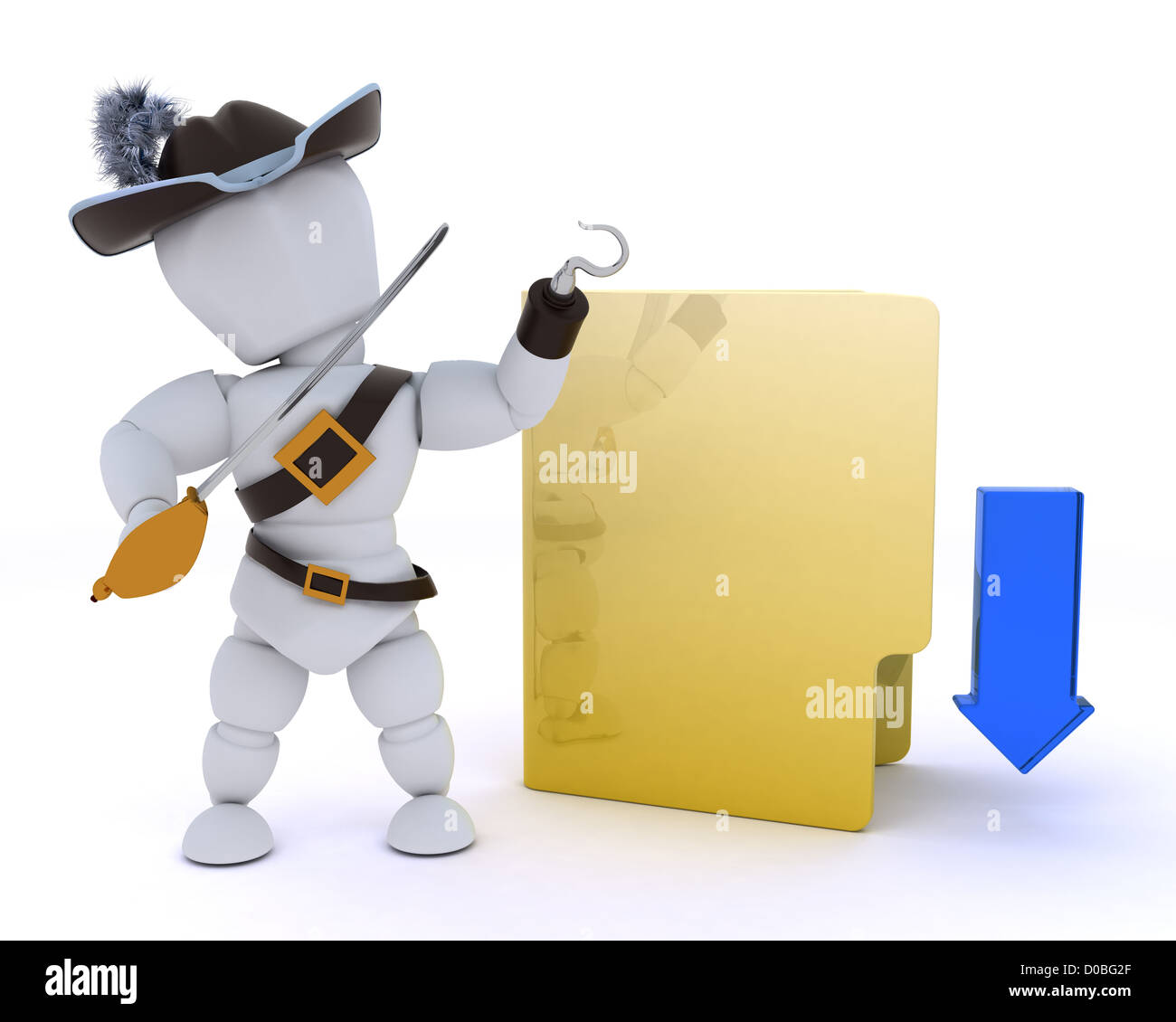 3D render of a pirate depicting illegal downloads Stock Photo