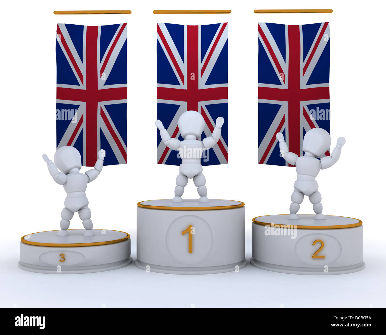 3D render of winners on a championship podium Stock Photo