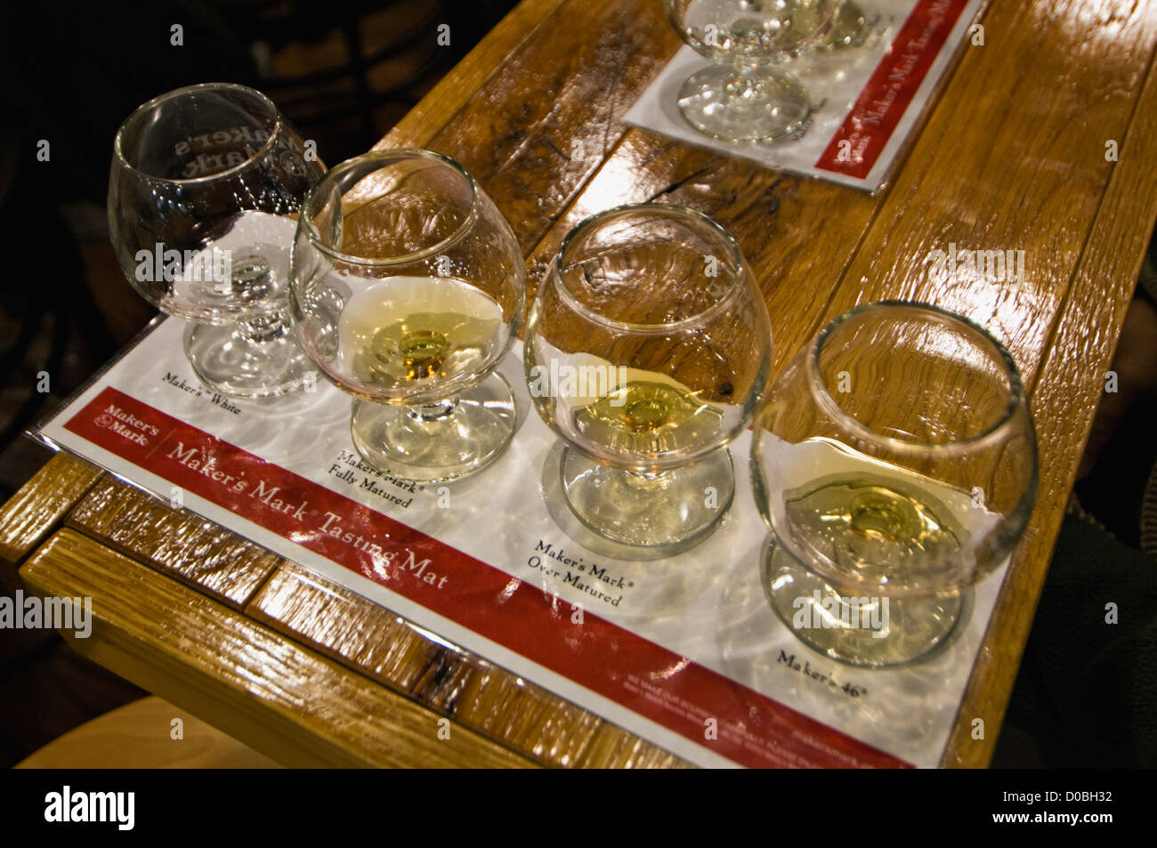 Tasting Samples at Maker's Mark Distillery in Loretto, Kentucky Stock Photo