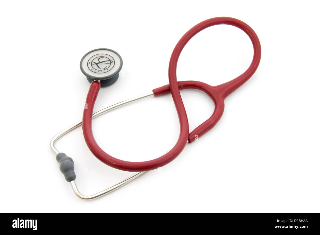 Red stethoscope isolated on white background Stock Photo Alamy