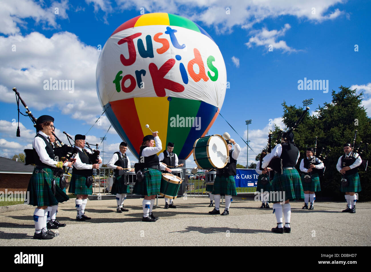 Bagpipers and Drummers Playing at the 2012 Concours d'Elegance at Churchill Downs in Louisville, Kentucky Stock Photo