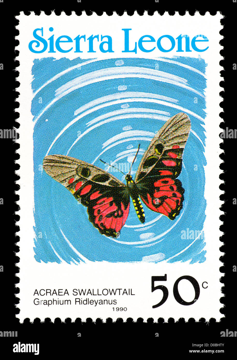 Postage stamp from Sierra Leone depicting an acraea swallowtail ...