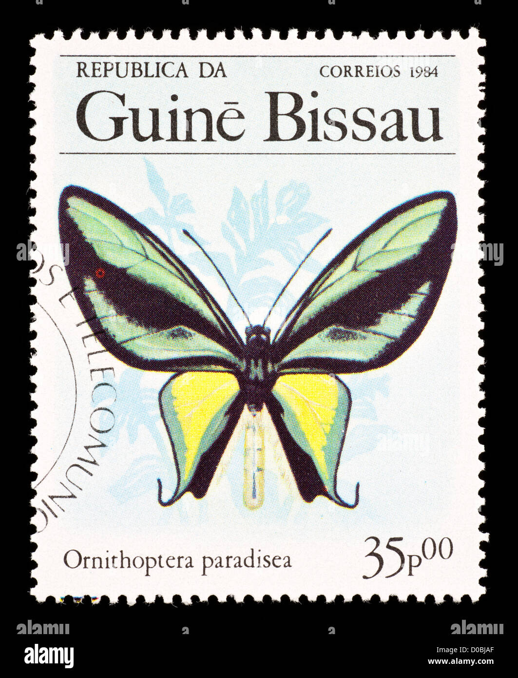 1966 PAPUA NEW GUINEA Green Birdwing Butterfly Stamp - Retrographics