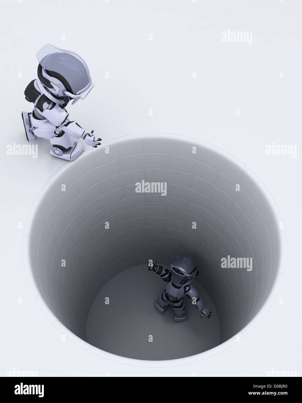 3D render of a robot trapped in a hole Stock Photo Alamy