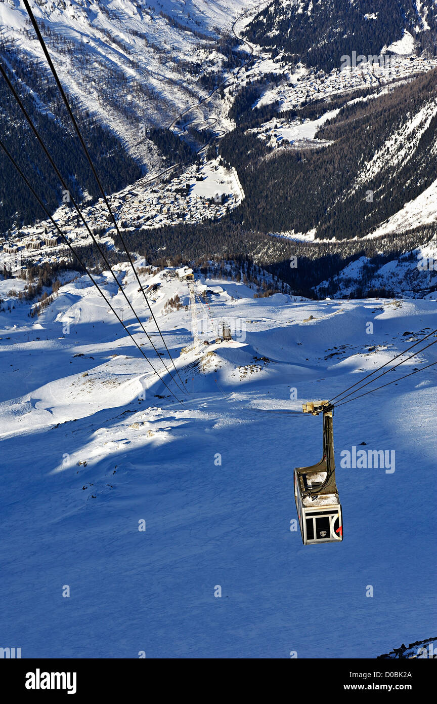 Telepherique at Grands Montets, Argentieres, French alps. Stock Photo