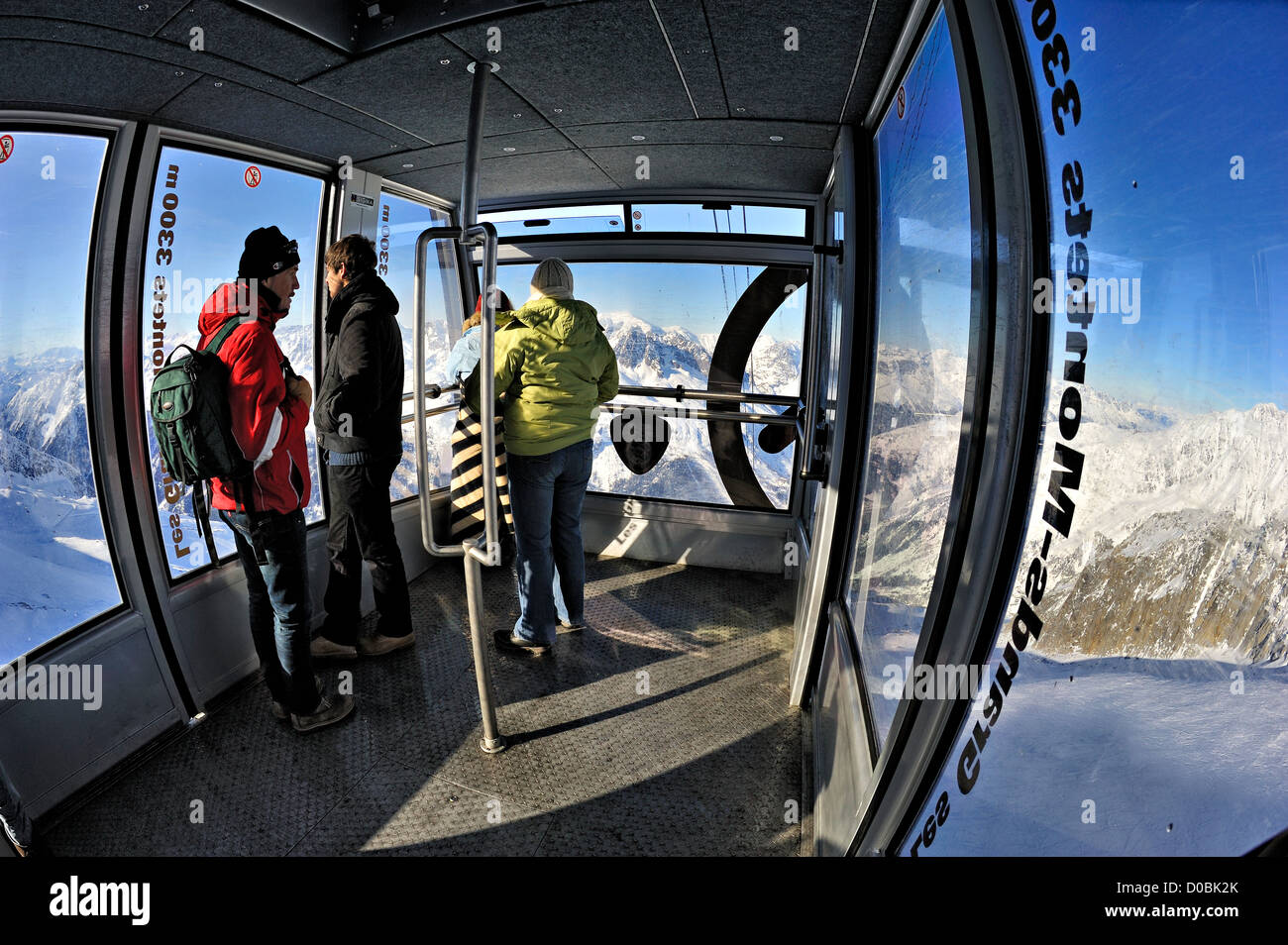 Inside telepherique, Argentieres, French alps. Stock Photo