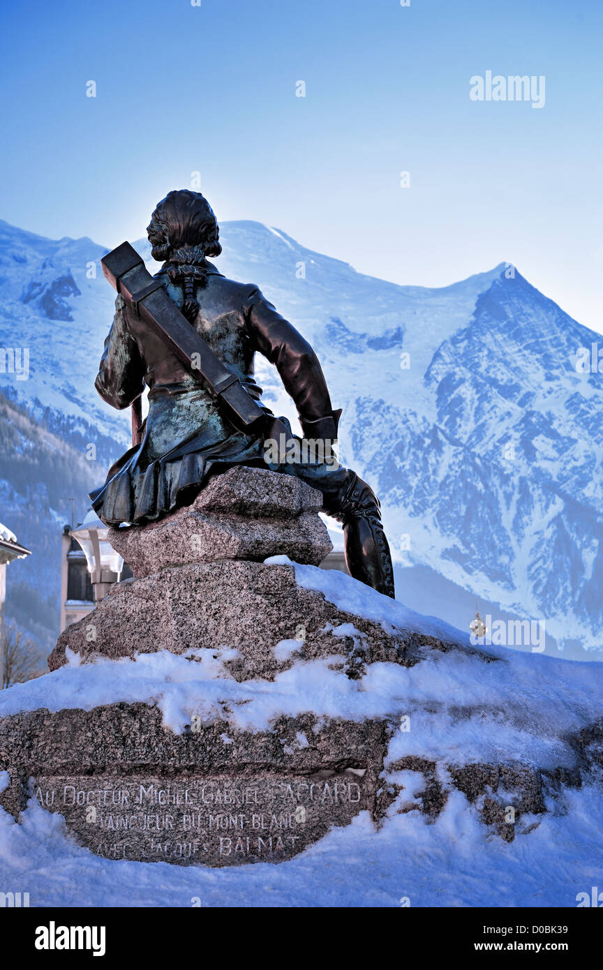 Paccard monument, Chamonix MontBlanc, France. Stock Photo