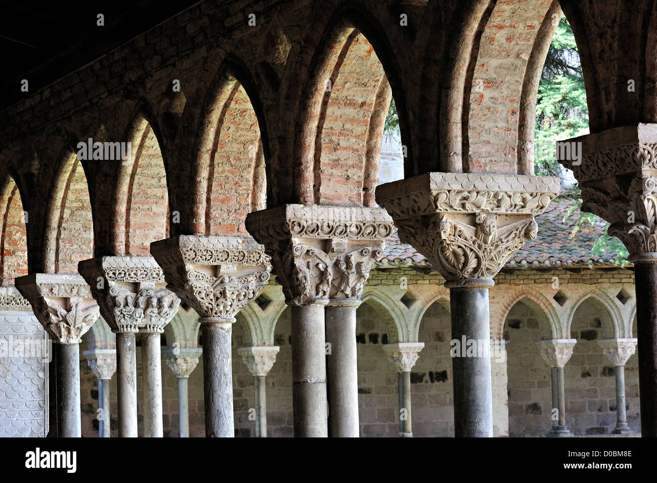Cloister of the St Pierre abbey, Moissac, France. Stock Photo