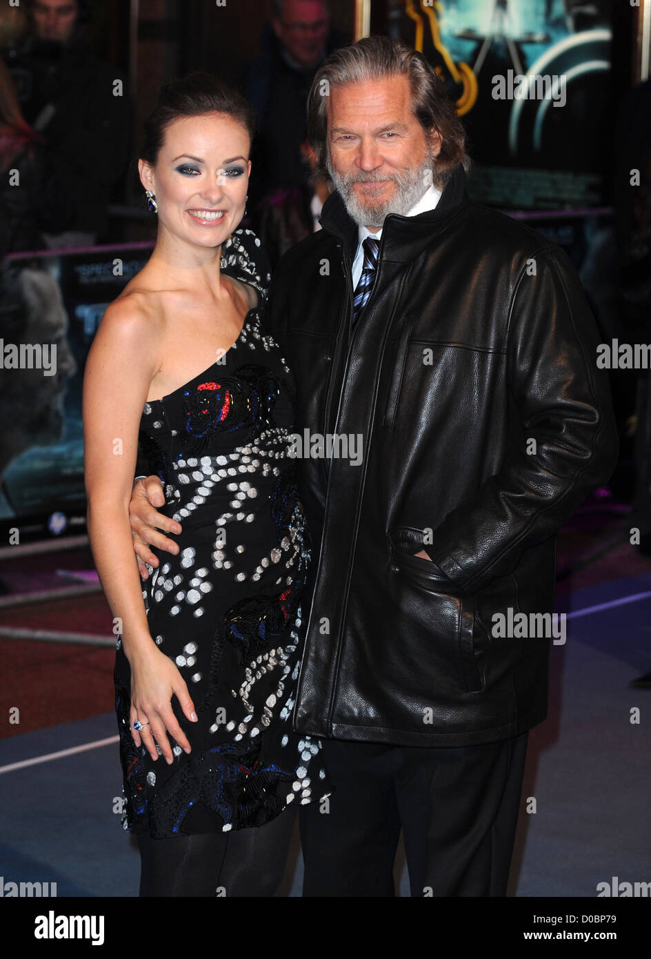 Olivia Wilde and Jeff Bridges The UK premiere of 'TRON: Legacy' at the Empire Leicester Square London England Stock Photo