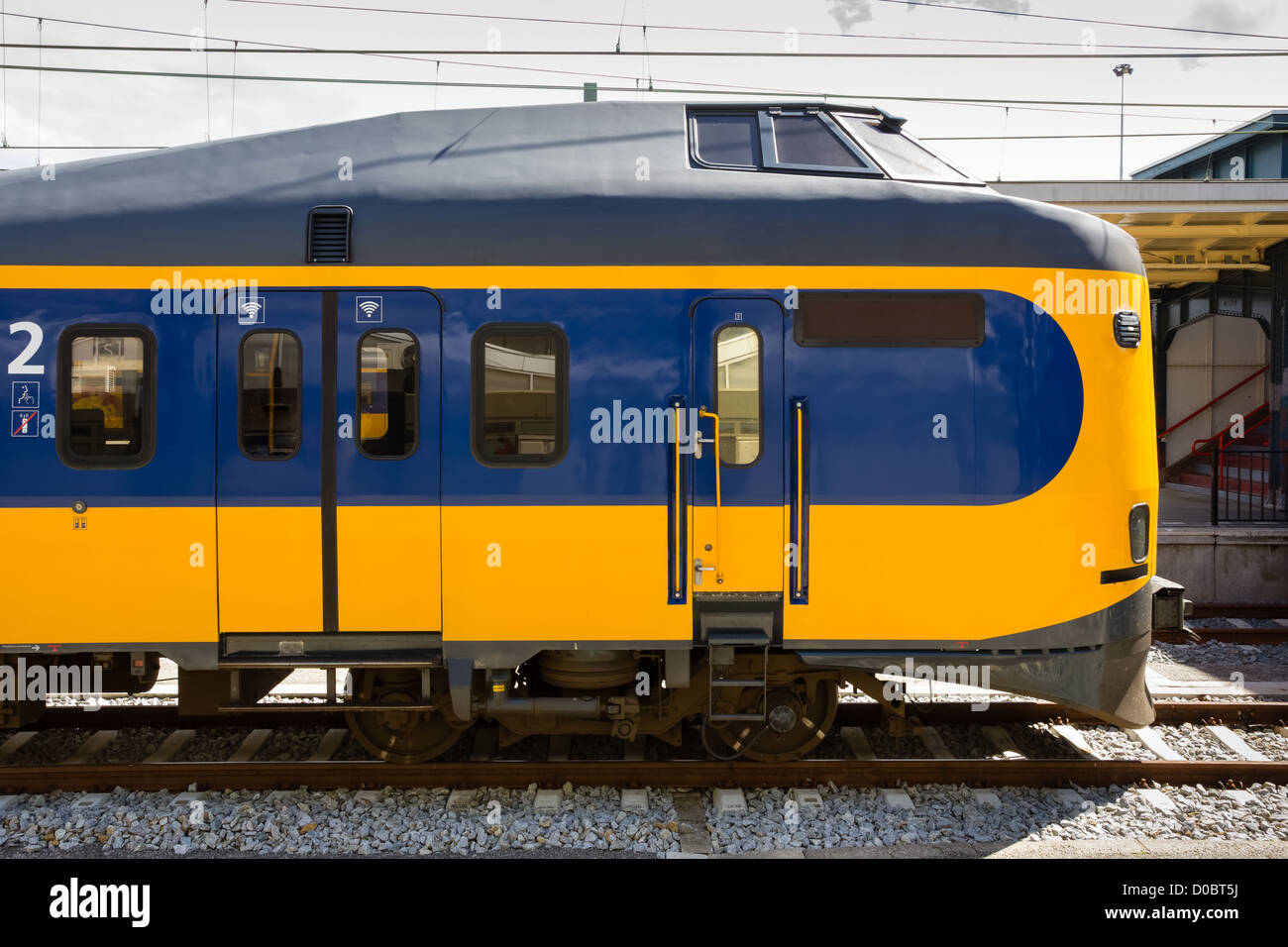 Dutch electric locomotive waiting at the station Stock Photo