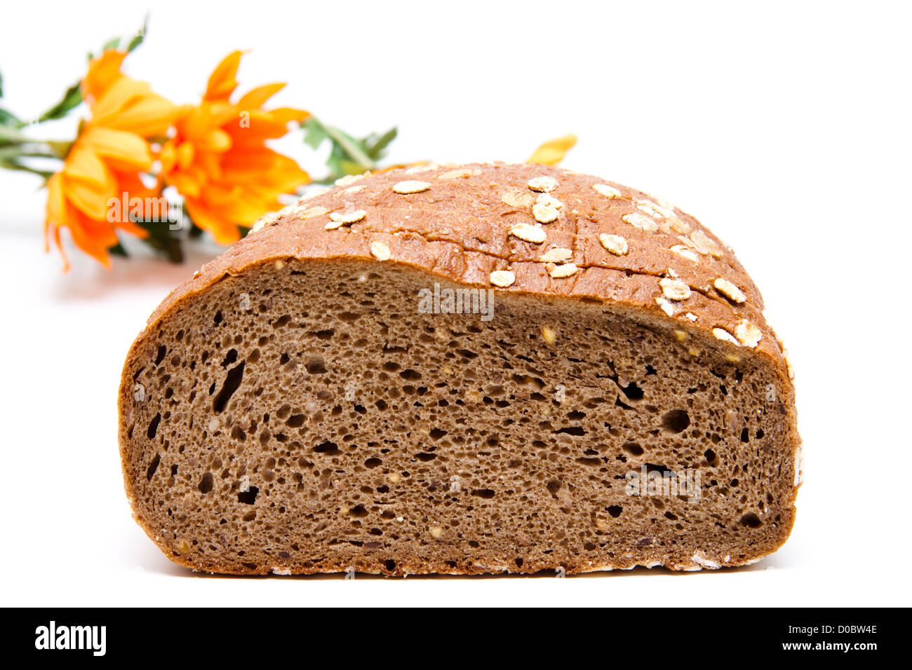 Malt bread slivered and on white background Stock Photo Alamy