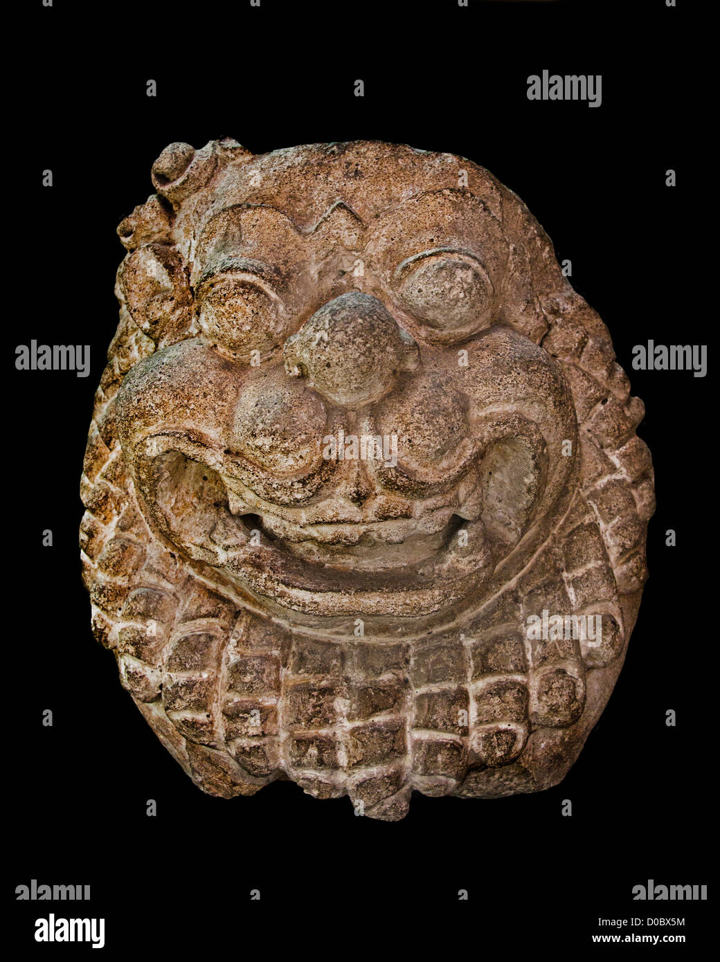 Head  Singha mystical lion Dvaravati style 8th-9th Century AD Phra Pathom Chedi Nakhon Pathom  National Museum Bangkok Thailand Stock Photo