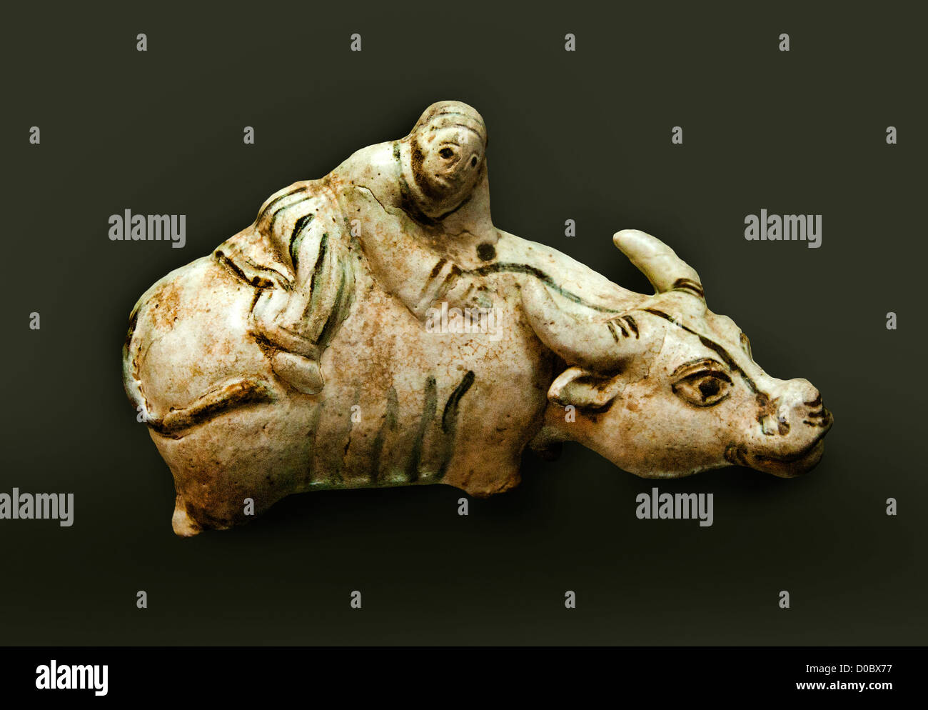 Chinese and Annamese ware water buffalo spring Ox white porcelain 10-13th Cent  Wat Mahadhat National Museum Bangkok Thailand Stock Photo