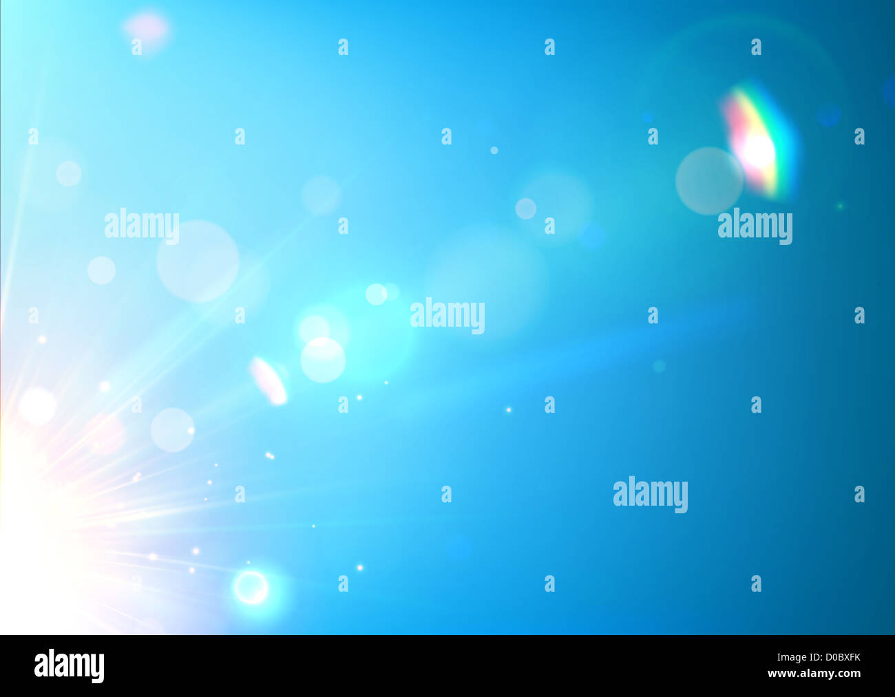soft blue abstract background with bokeh, lens flare and light streaks ...