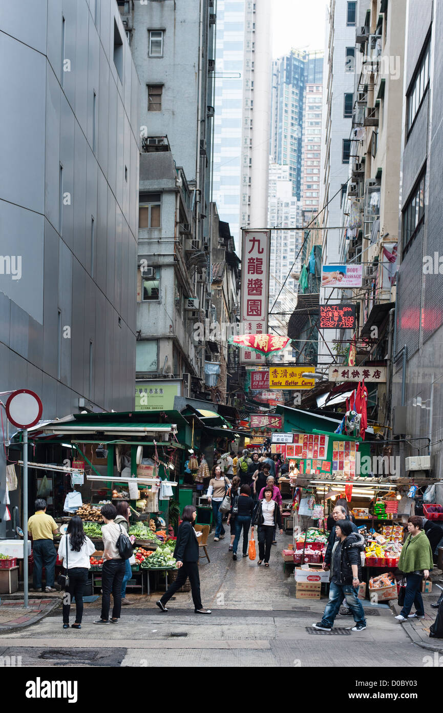 Hong Kong, 5 March 2012 Aberdeen Street comes down to Queens Road Central. Photo Kees Metselaar Stock Photo