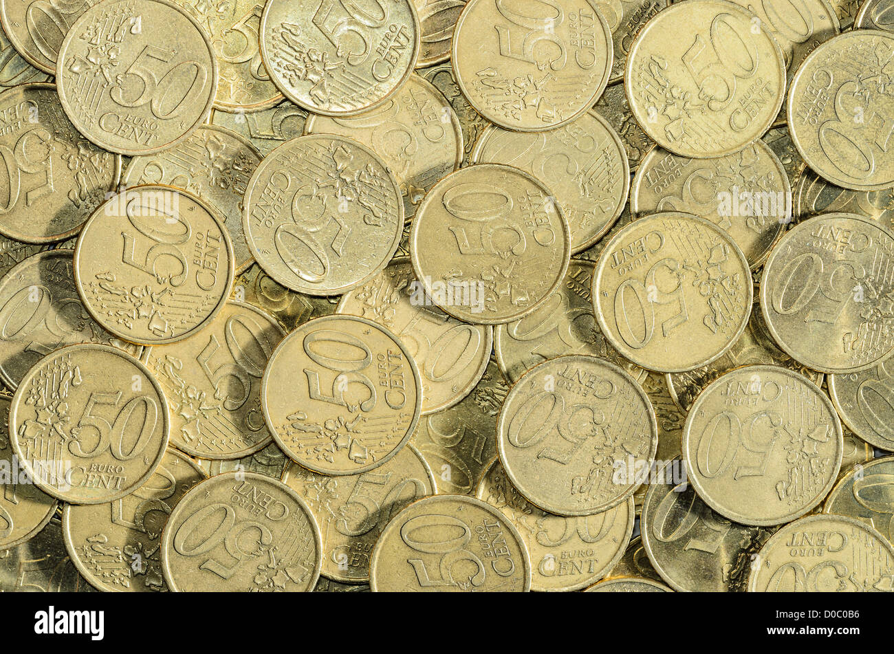 background of a multitude of 50 EUROcent coins Stock Photo