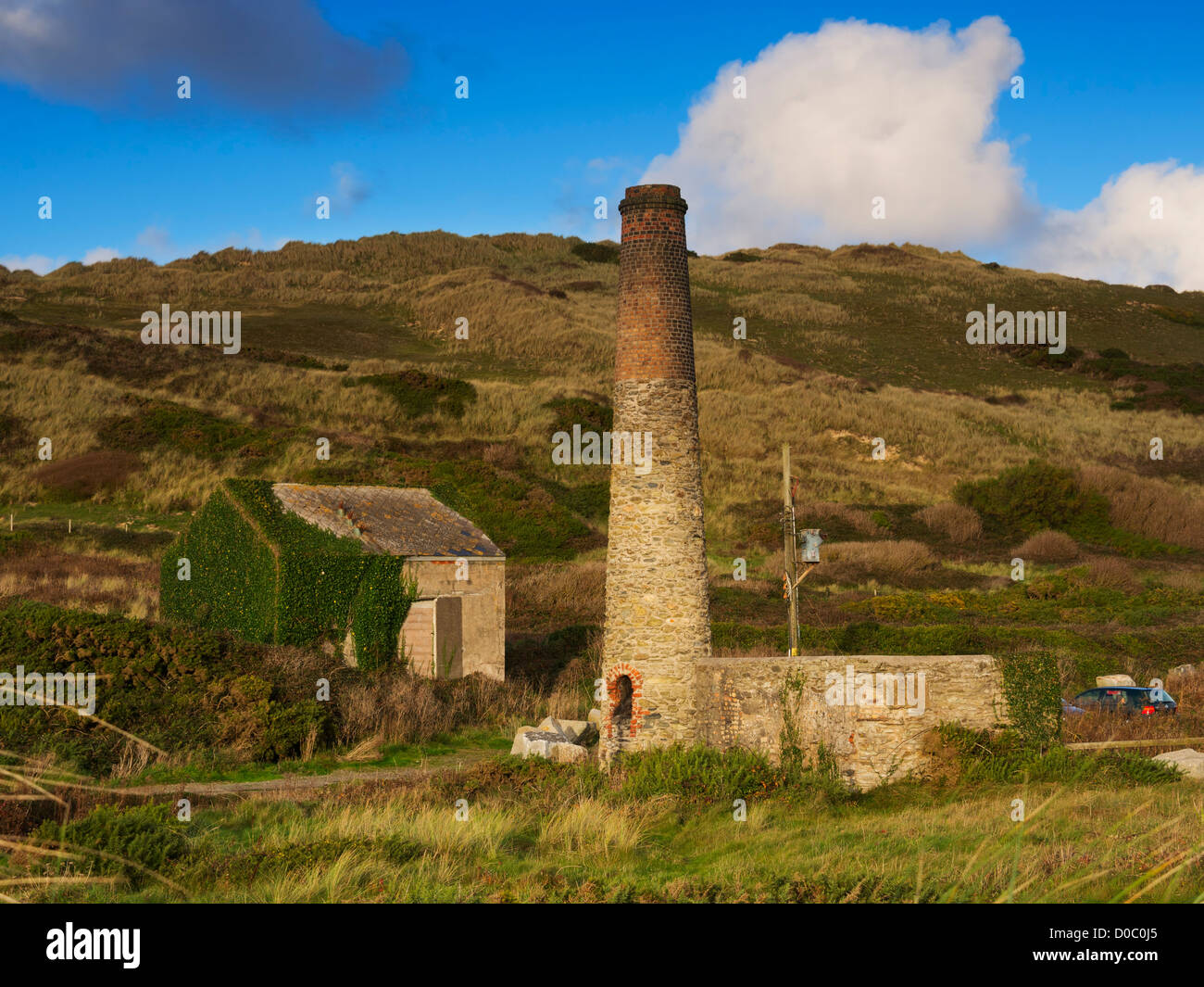 Mine chimney at Gwithian, Cornwall Stock Photo Alamy
