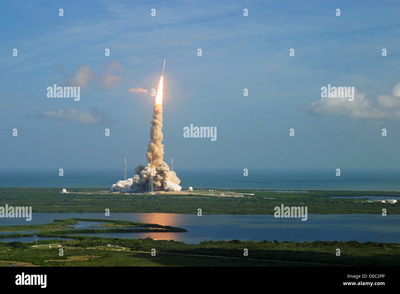 Ares I-X launches from Pad 39B on a test flight. Stock Photo