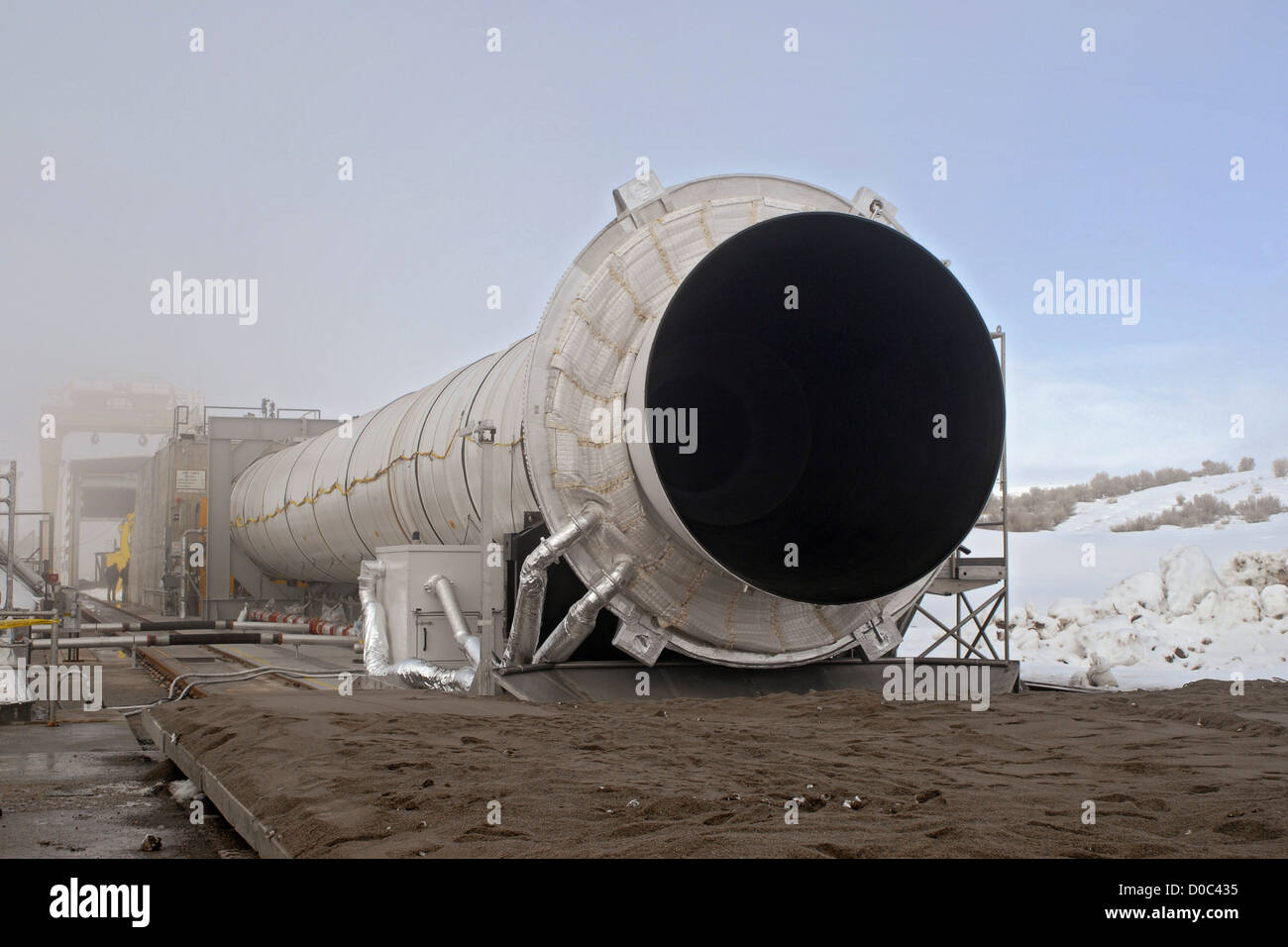 The final space shuttle reusable solid rocket booster be tested is seen