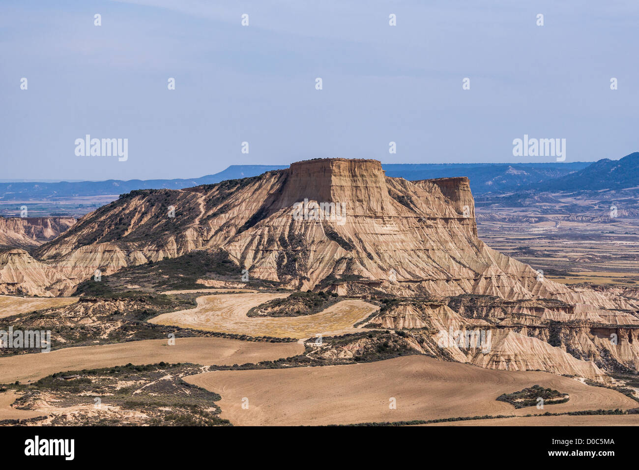 Rallón mountain in Natural park Bardenas Reales in Navarra, Spain Stock ...