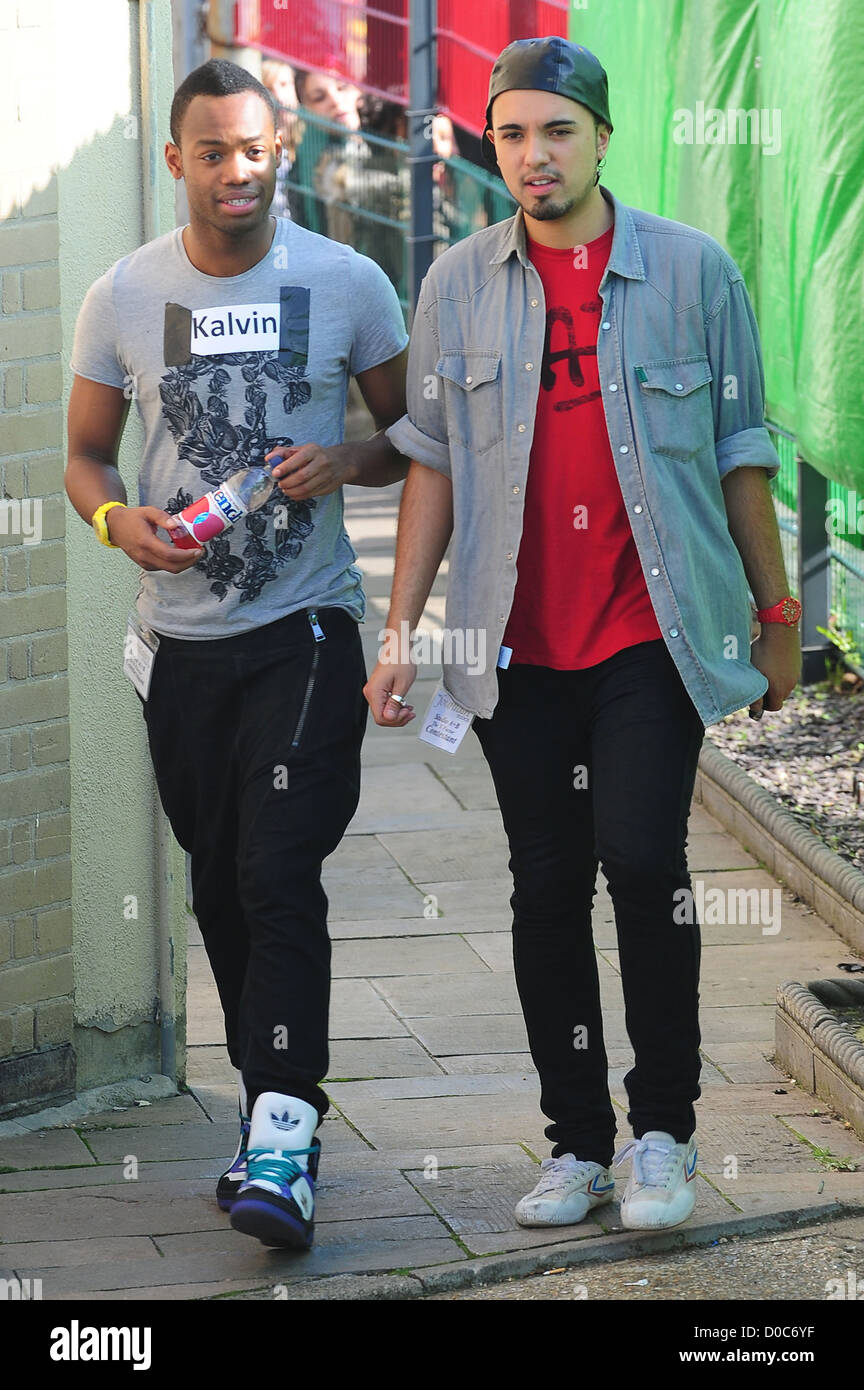 Kalvin Lamey and Jordan Gabriel of FYD arriving at the ITV studios for 'X Factor' rehearsals London, England - 08.10.10 Stock Photo