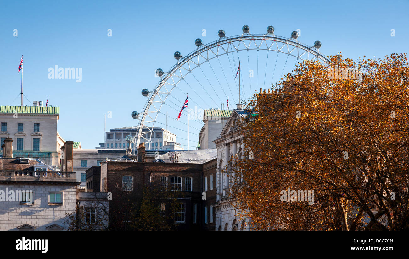 London Eye, viewed from Horse Guards Road, London, England. Uk Stock Photo