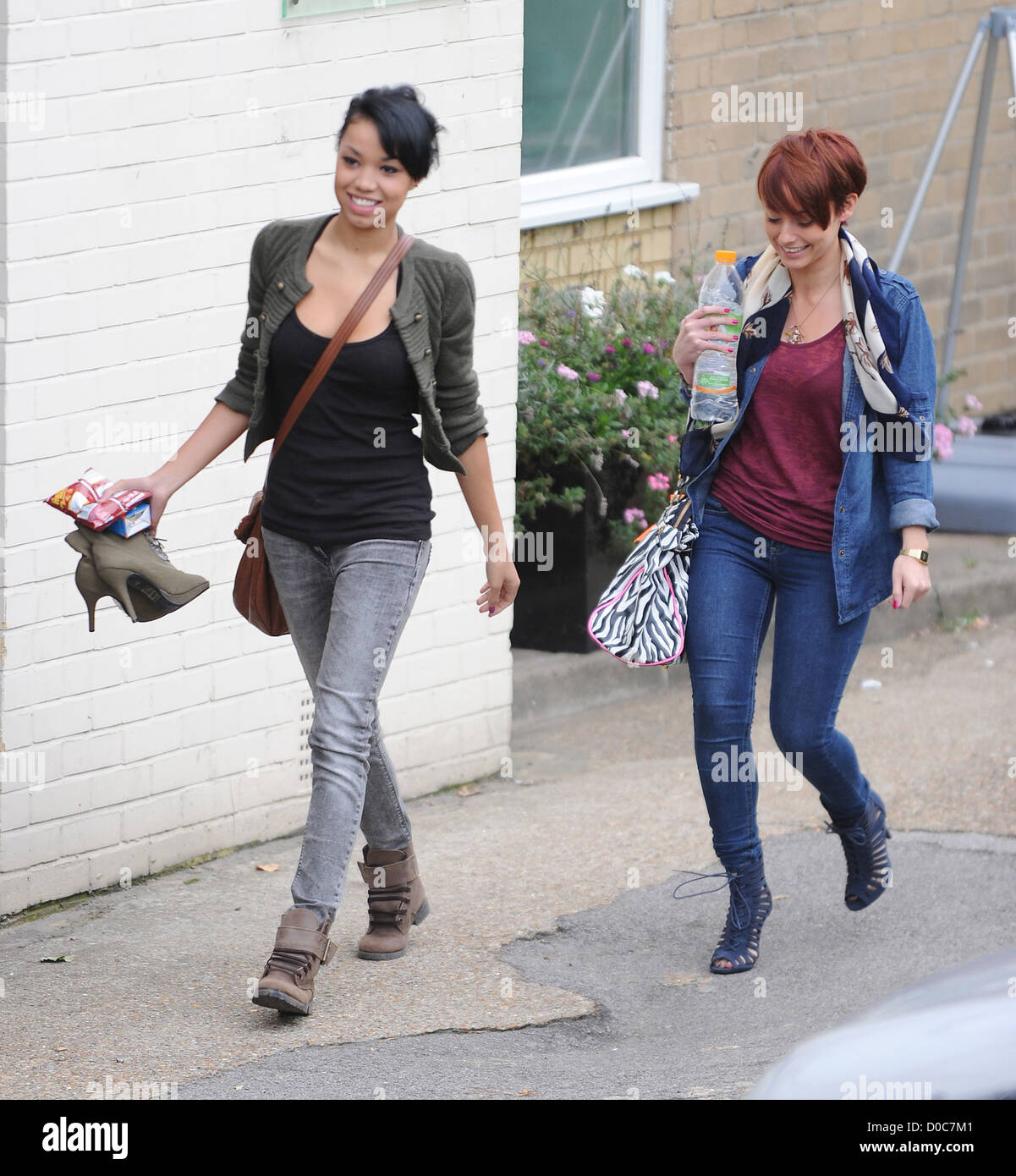 X Factor finalists Esther Campbell and Rebecca Creighton arriving at