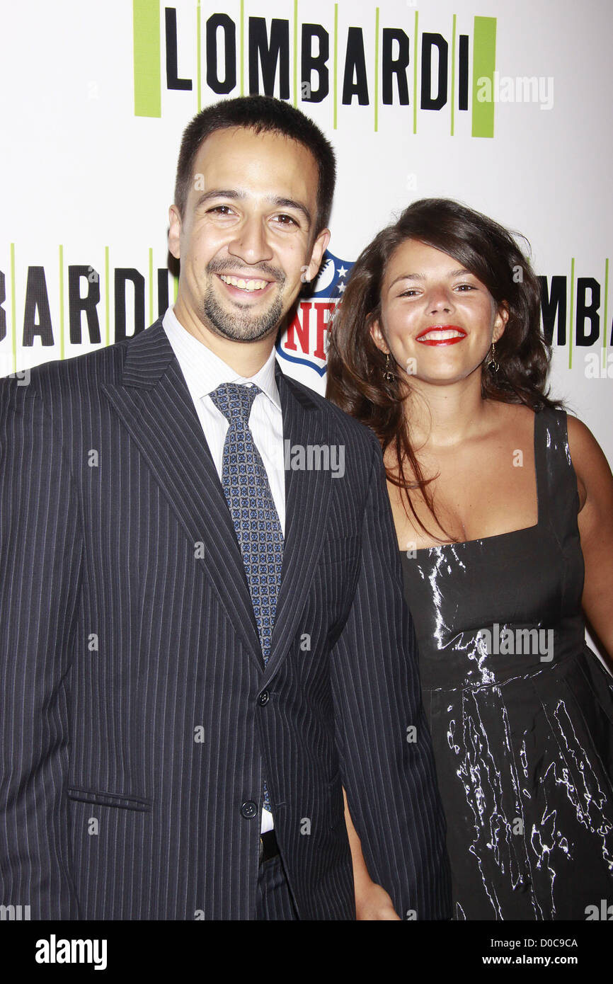 Lin-Manuel Miranda and his wife Vanessa Nadal Opening night of the Broadway production of 'Lombardi' at the Circle In the Stock Photo
