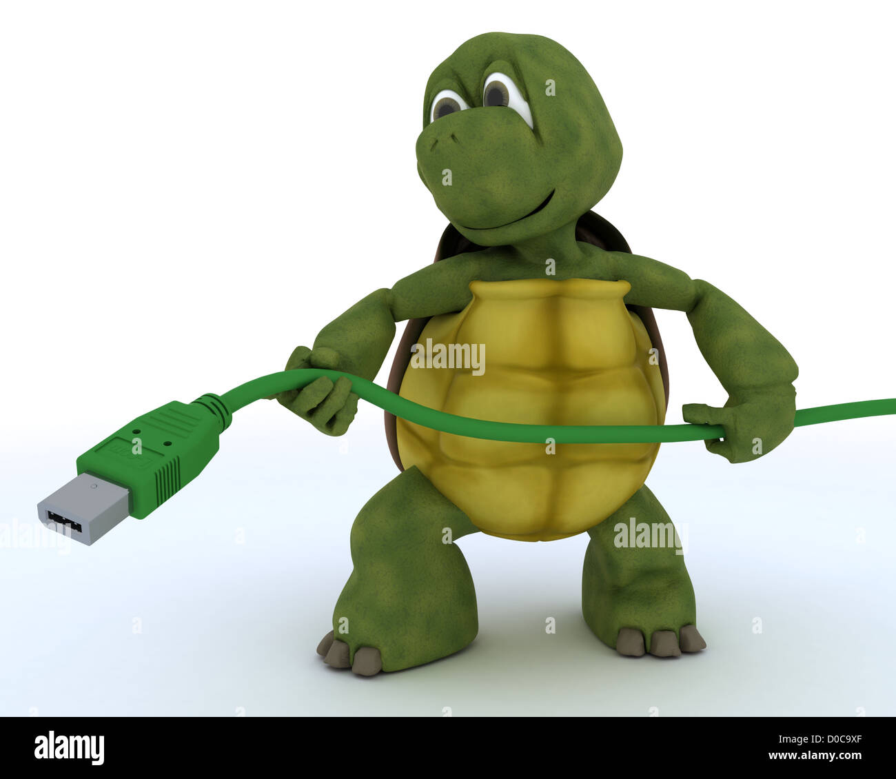 3D render of a tortoise with firewire cable Stock Photo
