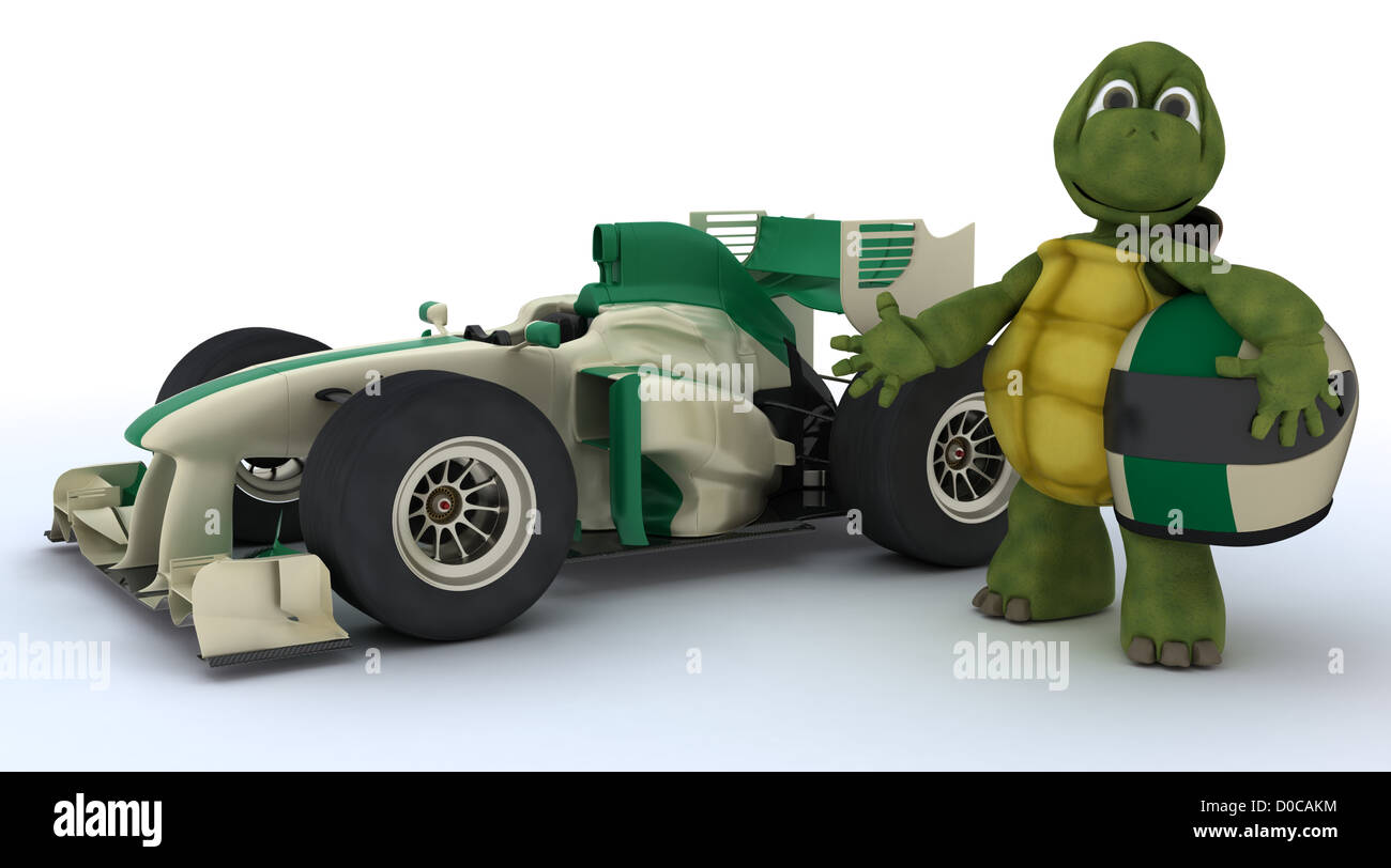 3D render of a tortoise with race car Stock Photo - Alamy