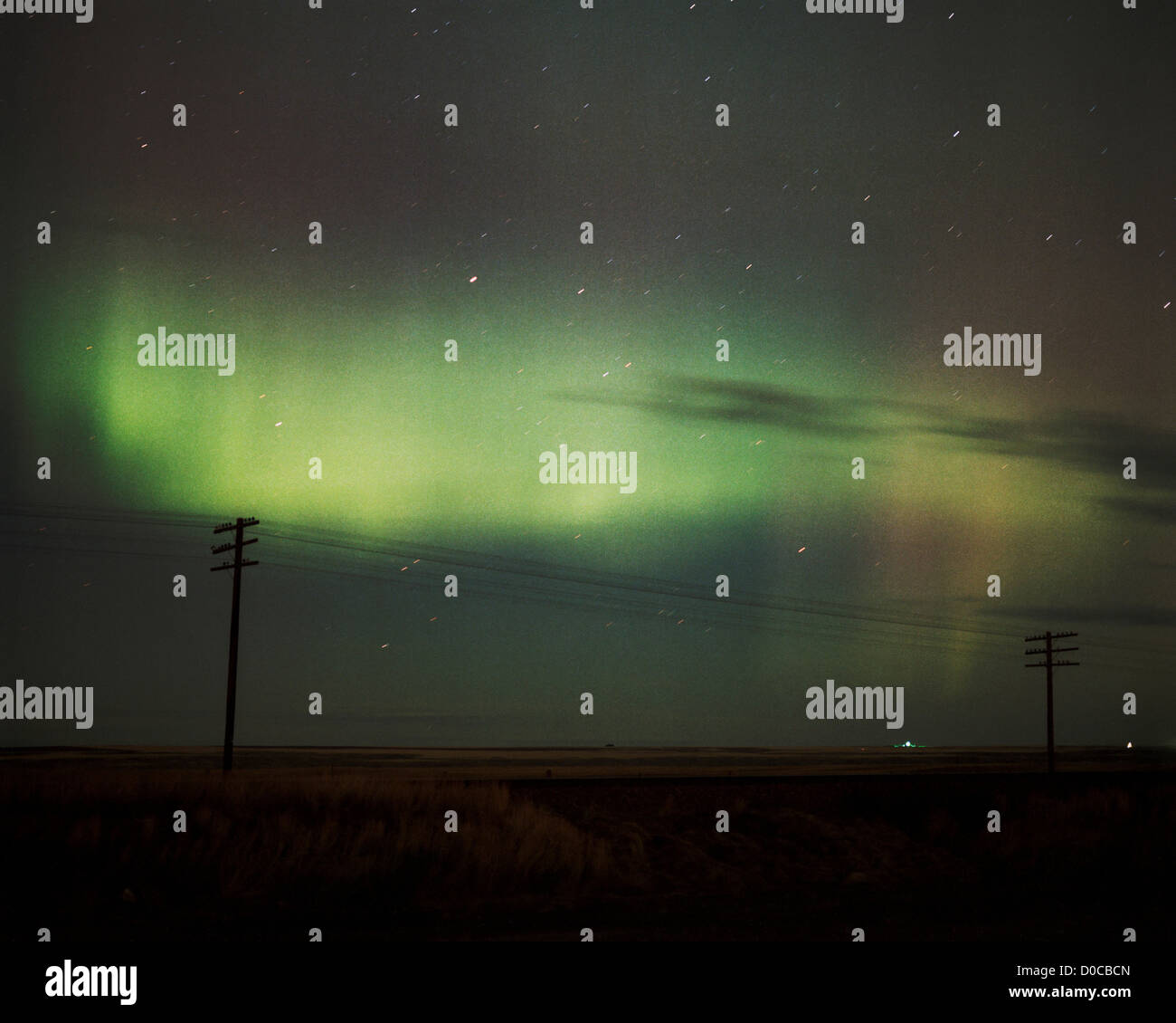 Auroral Band Silhouettes Telephone Lines Stock Photo Alamy