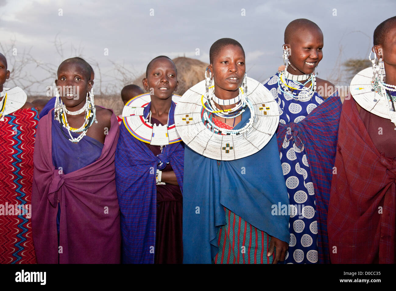 Maasai Women at Olpopongi Cultural Village near Kilimanjaro in Tanzania;East Africa;Africa Stock Photo