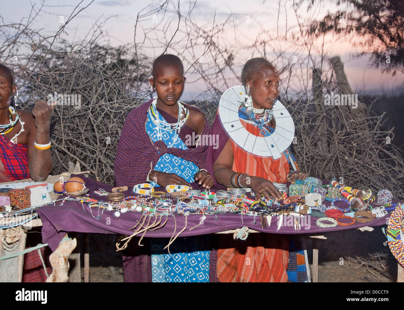 Maasai Women at Olpopongi Cultural Village near Kilimanjaro in Tanzania;East Africa;Africa Stock Photo