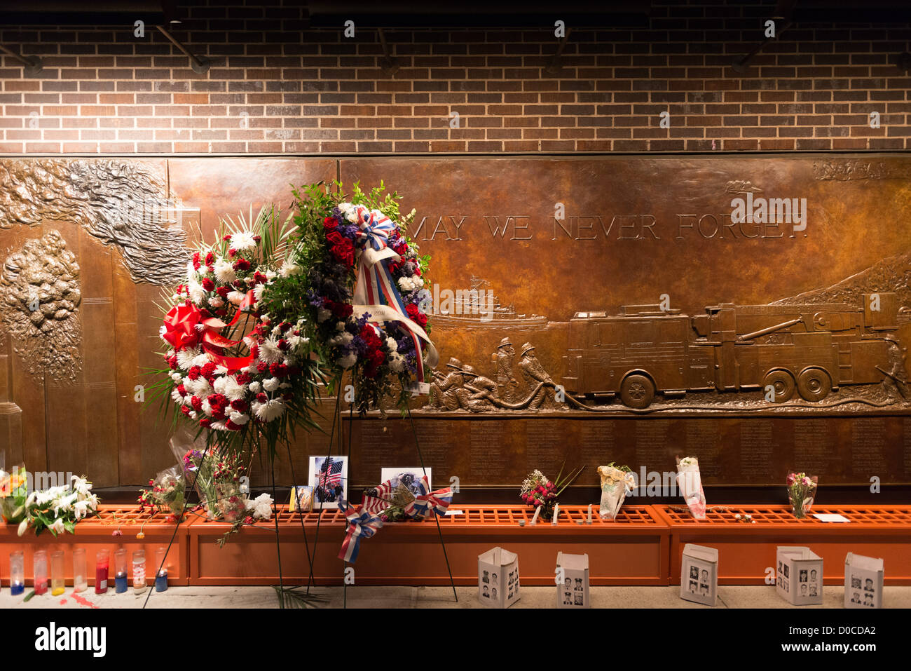 Memorial Wall of the FDNY firefighters Stock Photo