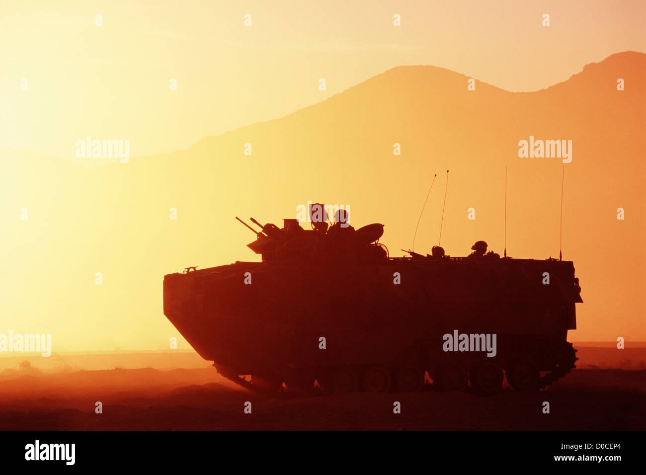 Amphibious Assault Vehicle at Dusk Stock Photo