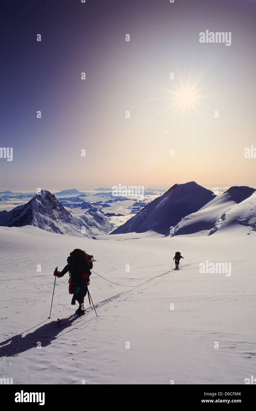 Climbers Ascend the High Slopes of Mount Logan, the Highest Mountain in Canada Stock Photo Alamy