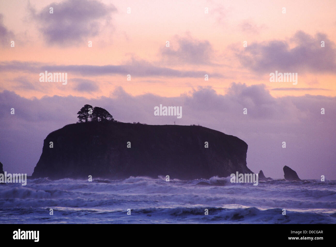 Dusk Sheds Pastel Hues onto an Approaching Olympic Peninsula Storm Stock Photo