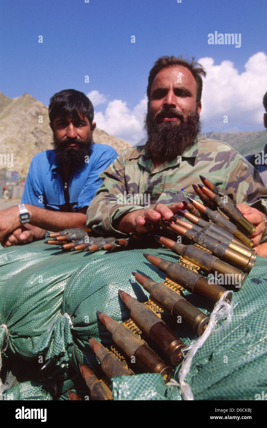 Afghan Security Forces Hold 14.5mm Anti-Aircraft Rounds At Nangalam, Afghanistan Stock Photo
