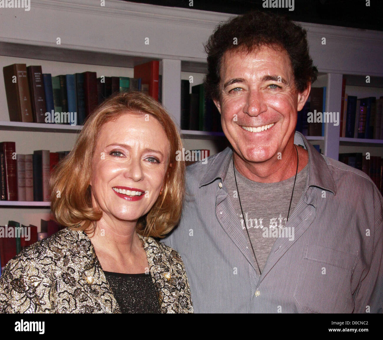 Eve Plumb and Barry Williams (Jan & Greg from The Brady Bunch) Opening night of the Off-Broadway production of 'Eve Plumb in Stock Photo