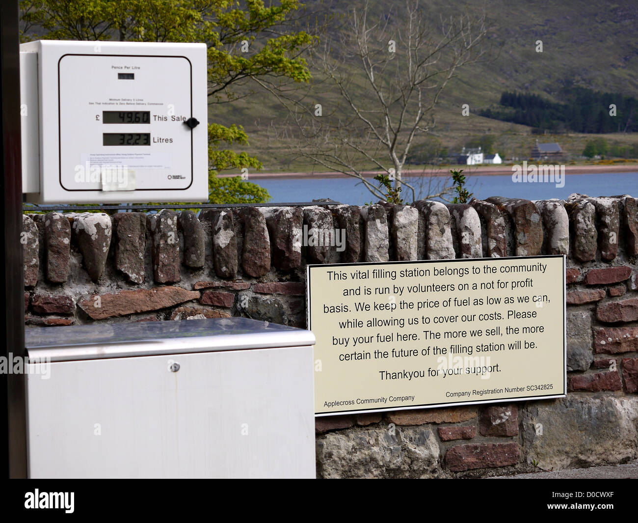 Community petrol pumps at Applecross in Wester Ross Scotland Stock