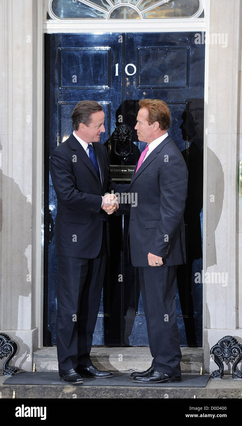 Arnold Schwarzenegger arrives at 10 Downing Street for a meeting with ...