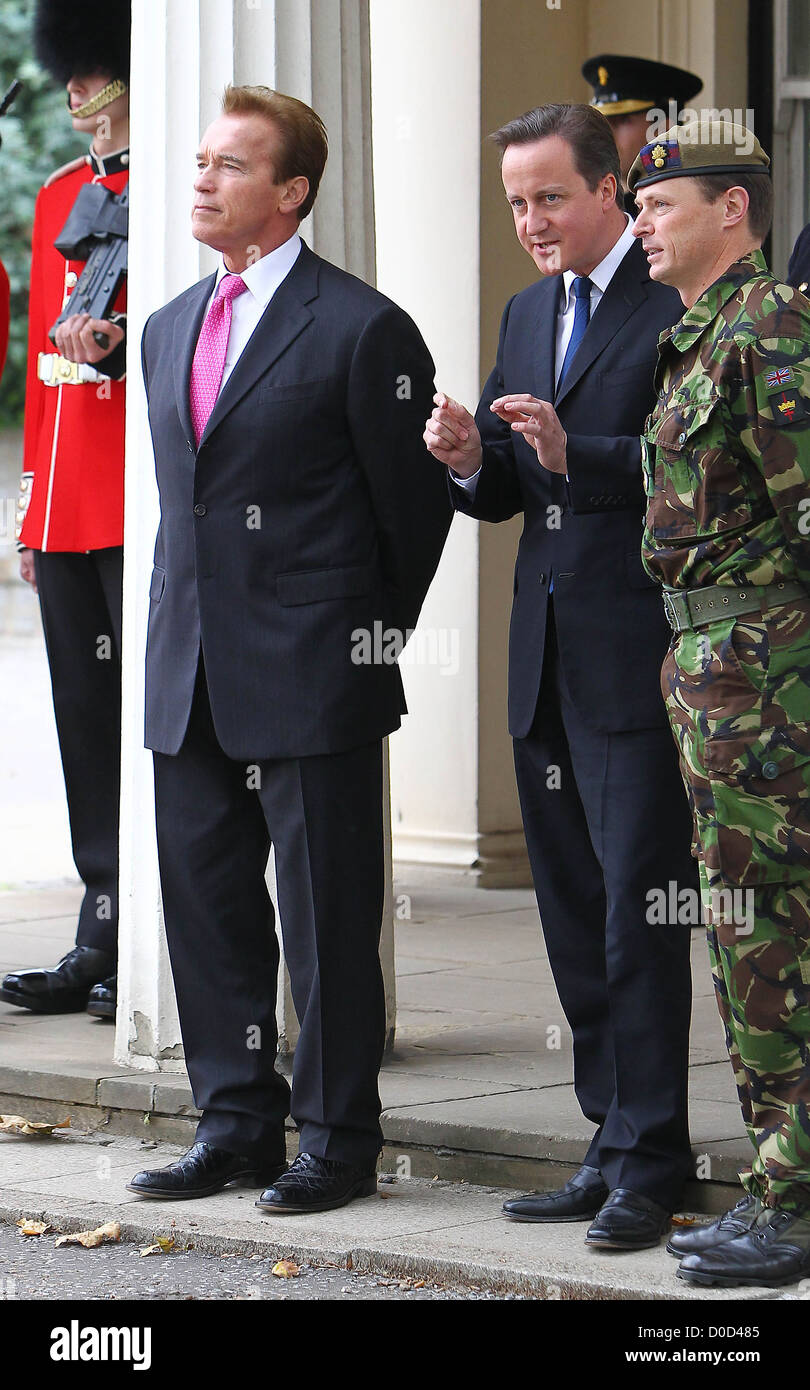 Arnold Schwarzenegger watches the changing of the guards with Prime Minister David Cameron London, England - 14.10.10 Stock Photo
