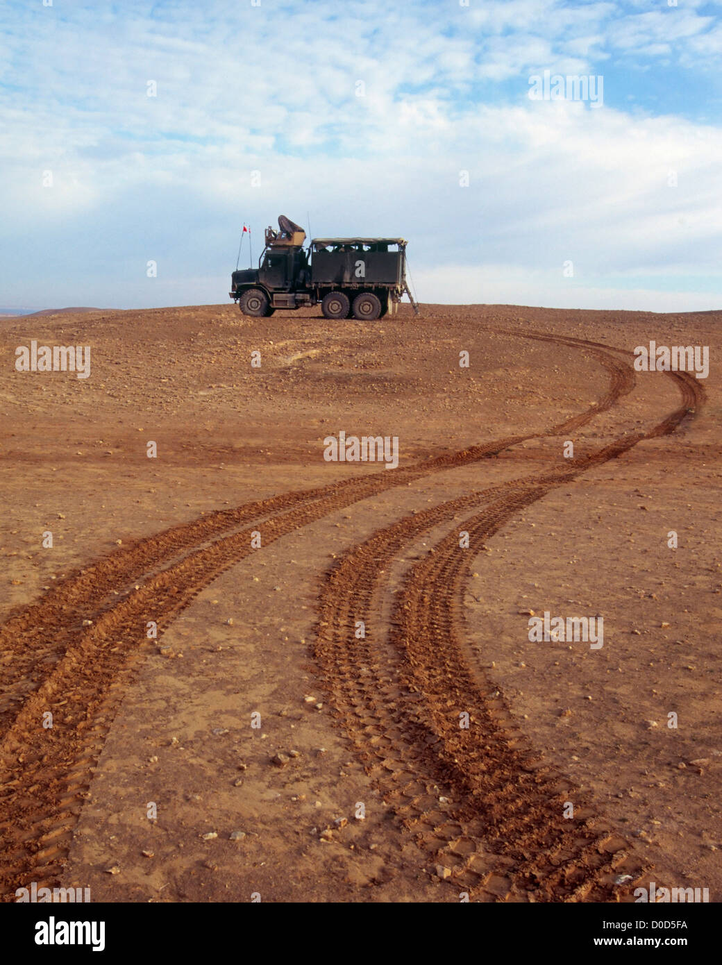 Tracks Leading to a US Marine 7 Ton Truck During a Combat Operation North of Haditha, Iraq Stock Photo