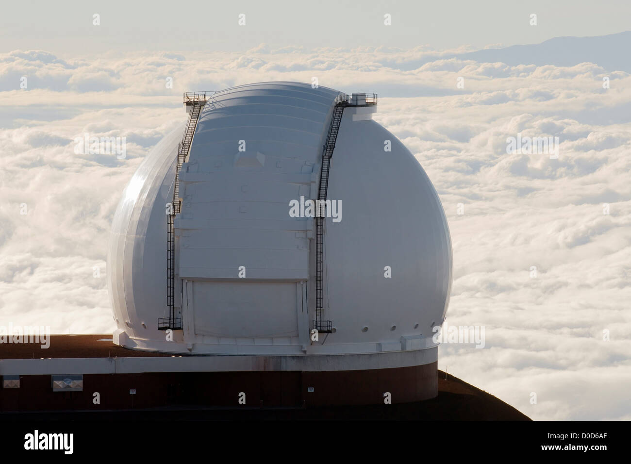 One Twin Telescopes W. M. Keck Observatory Stand Above Clouds on Summit Mauna Kea on Hawaii's